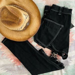 New with tag unique denim jeans, boot cut, black, fun to wear, shorts/jeans